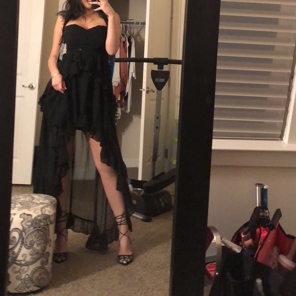 Aqua luxe high low black dress
